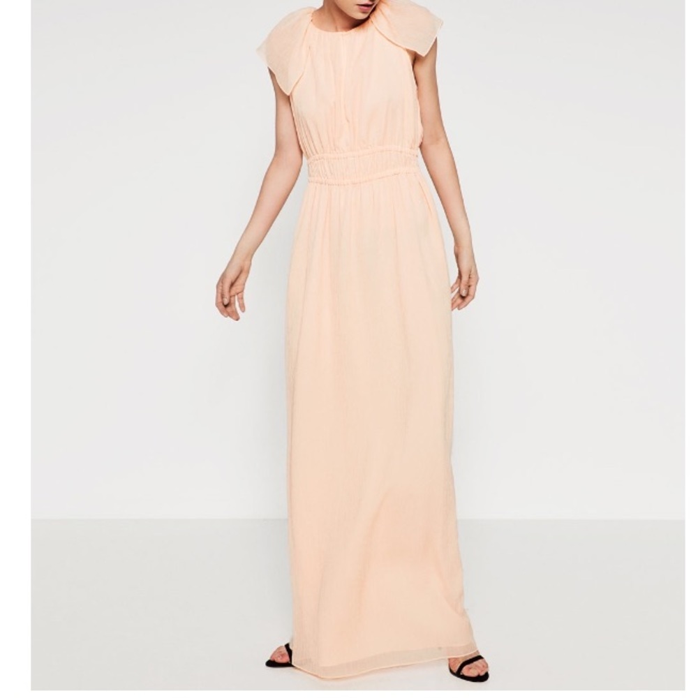 ZARA PINK ELEGANT LONG FLOWING DRESS NEW WITH TAGS